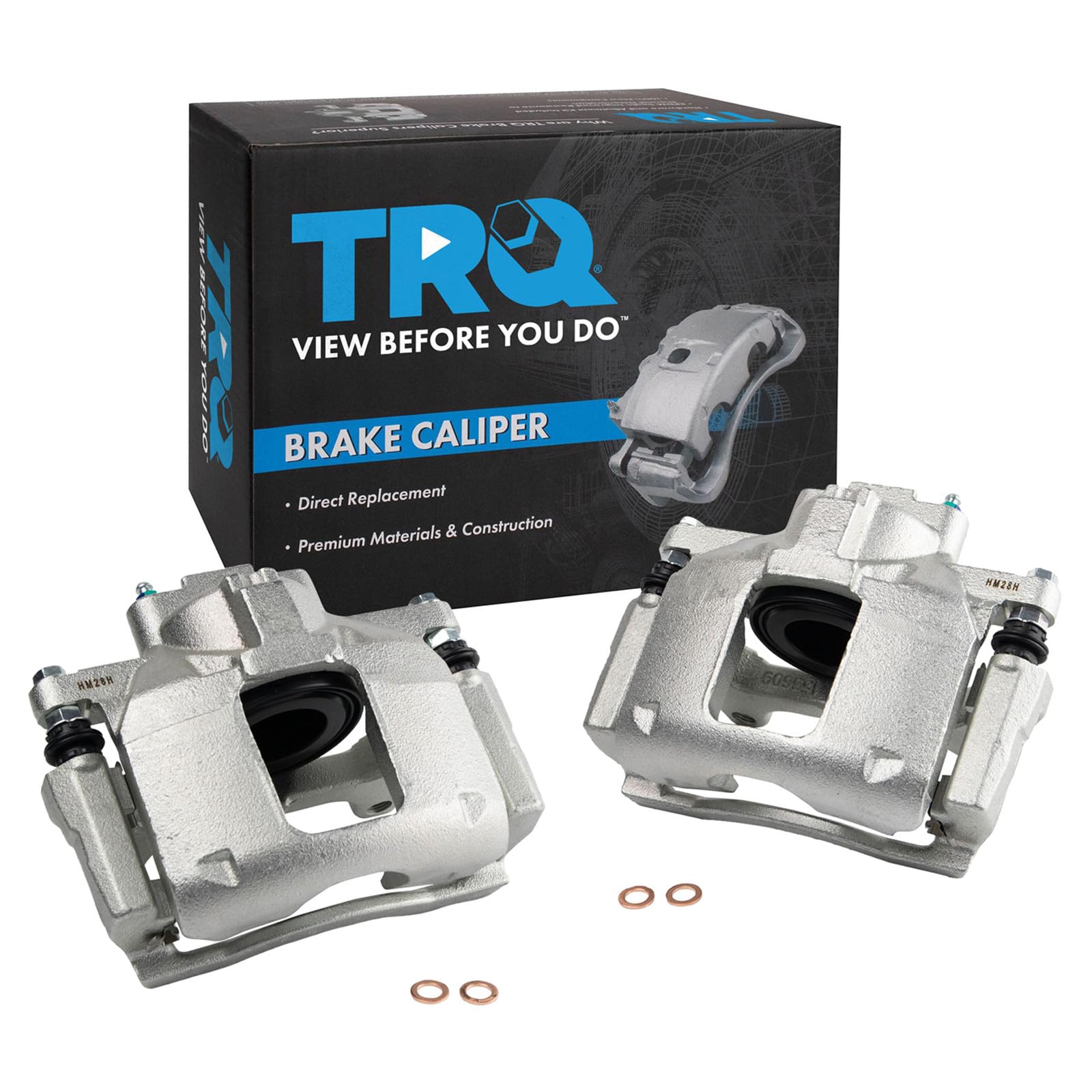 TRQ Front Brake Caliper Set Zinc Coated Brackets