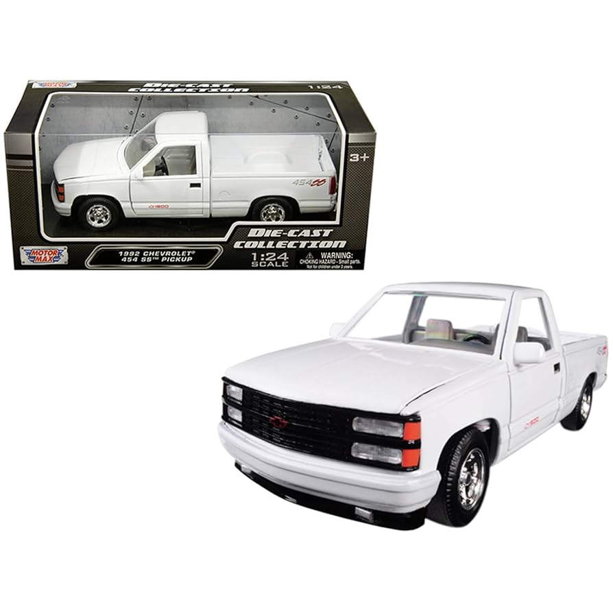 モーターマックス TL 1/24 '92 C-1500 454SS WHITE Amazon.com: Motormax 1992 Chevrolet 454 SS Pickup Truck