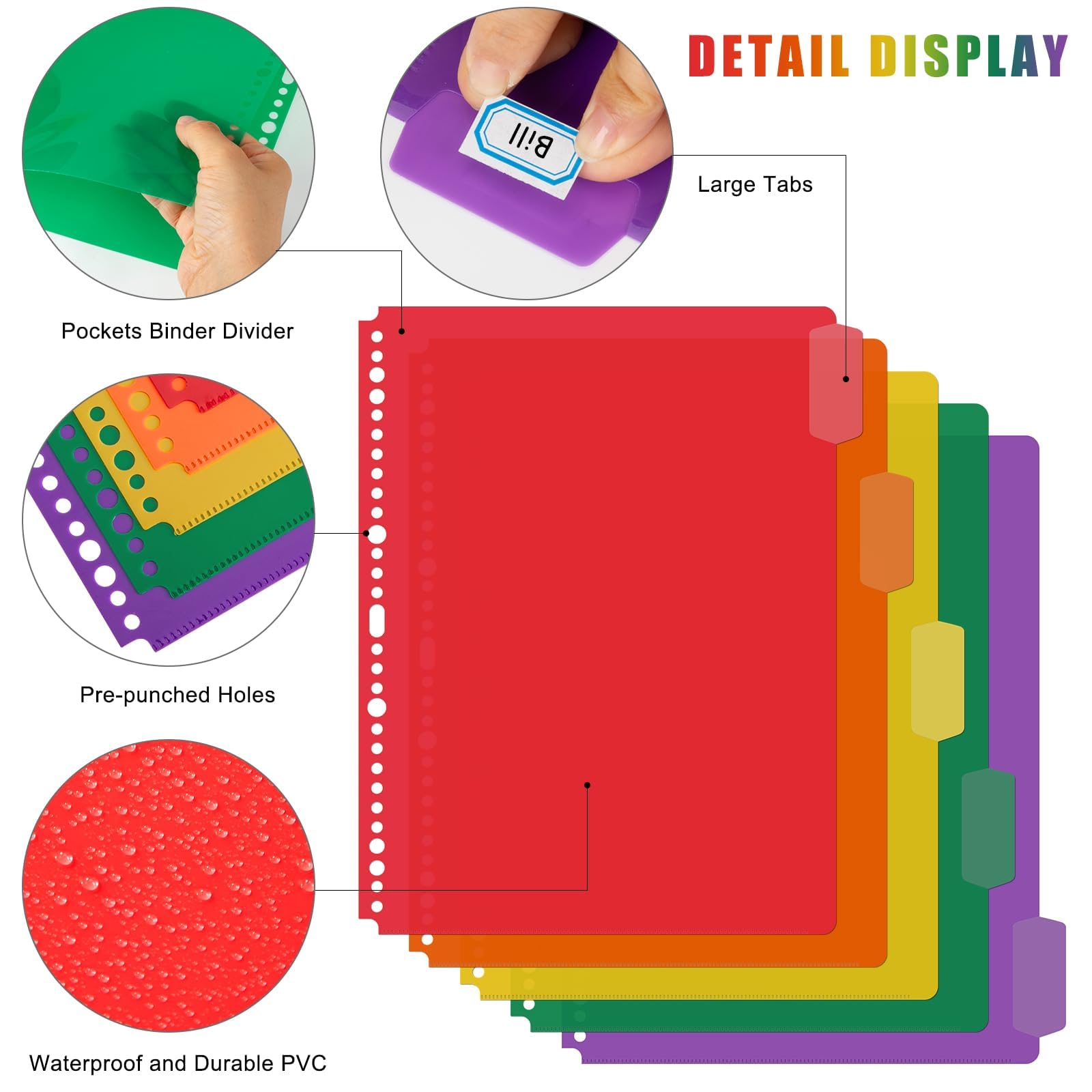 20 Divisori Per Raccoglitori A4 - Plasticati Colorati, Con Tasche, Per Scuola, Ufficio, Casa - Foto 9