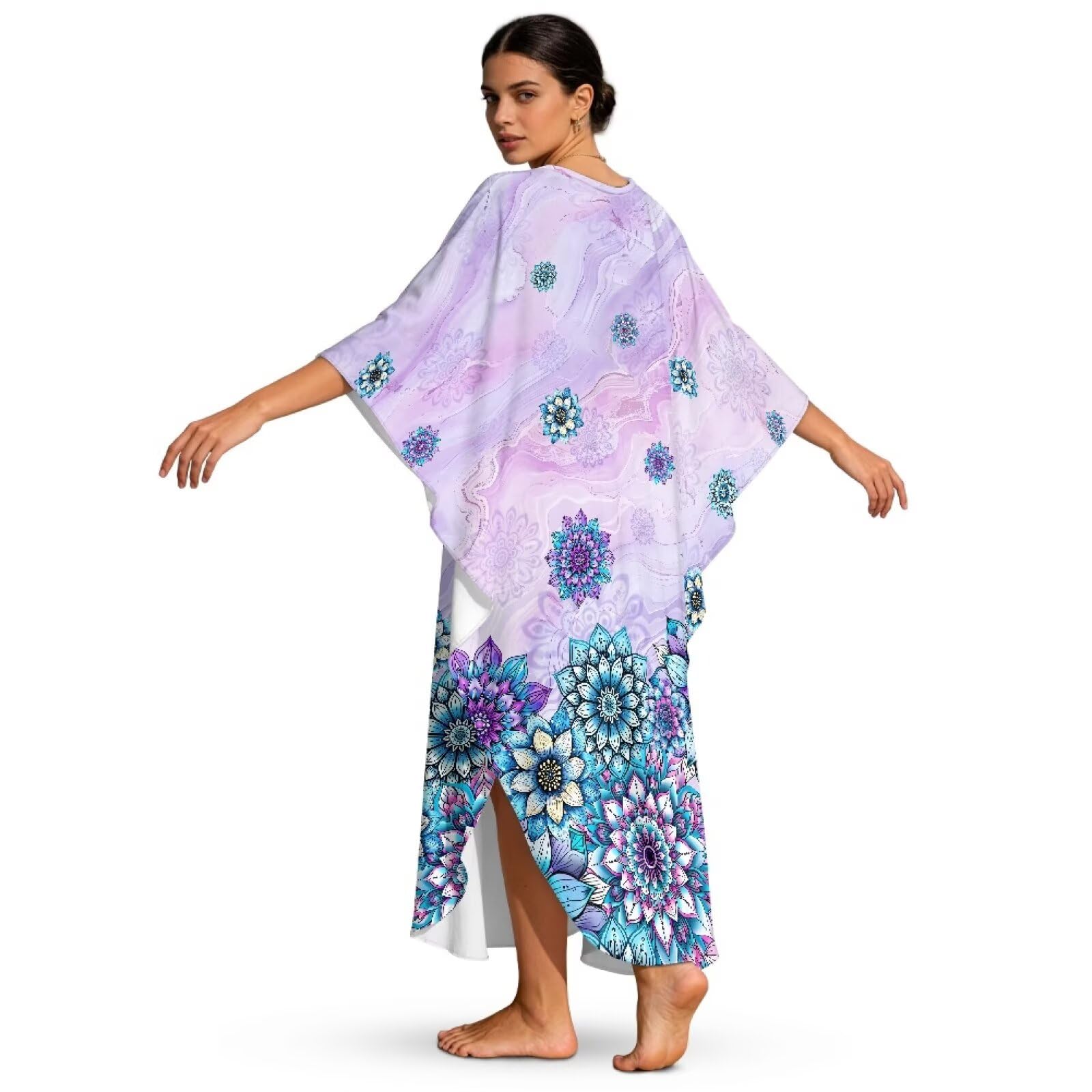 Xoenoiee Kaftan sukienki damskie dekolt w serek plus size kaftany rękaw nietoperz okrycia plażowe letnia sukienka plażowa