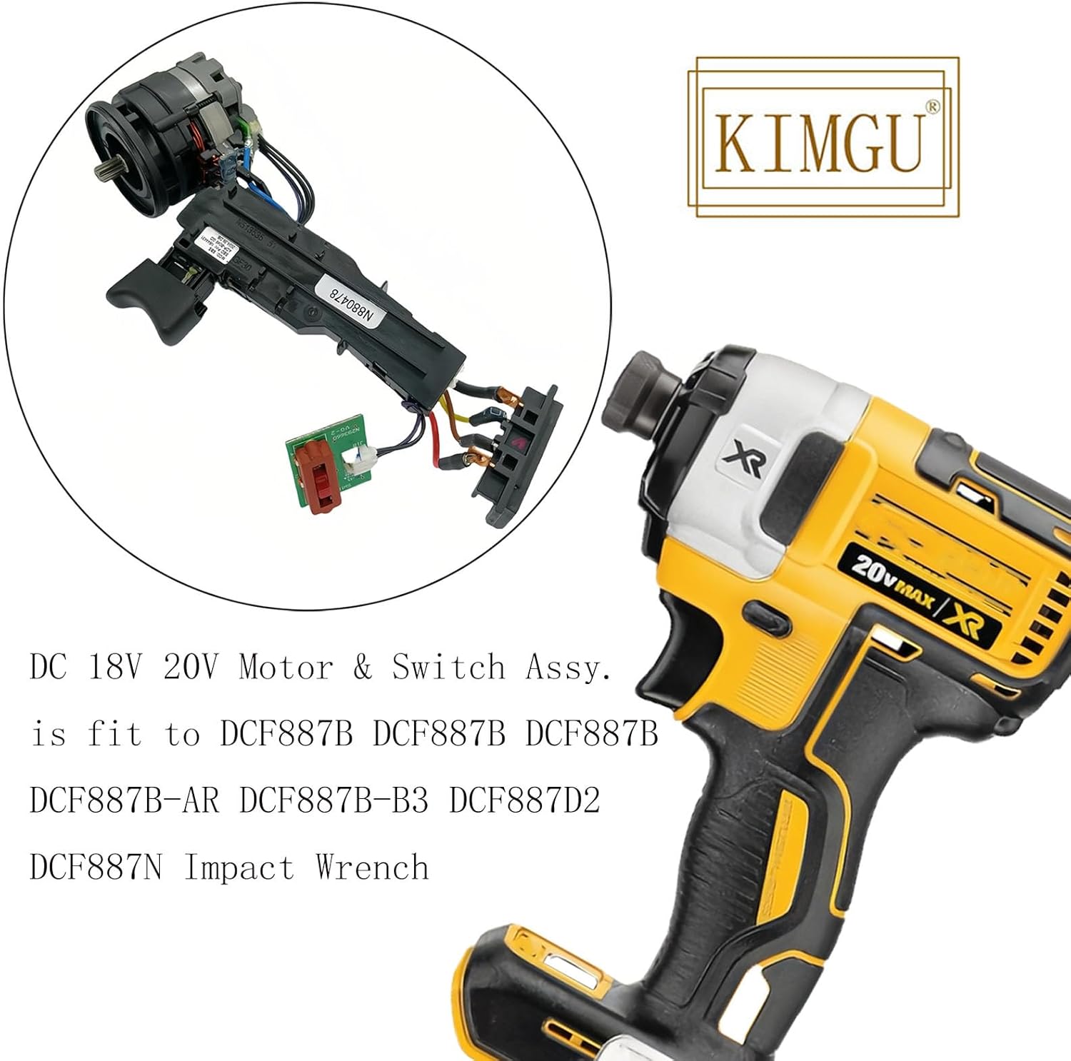 N442102 N434166 N236600 DC 18V 20V Motor & Switch Assy. Replace For Dewalt DCF886 DCF887 DCF787 DCF890B Impact Driver