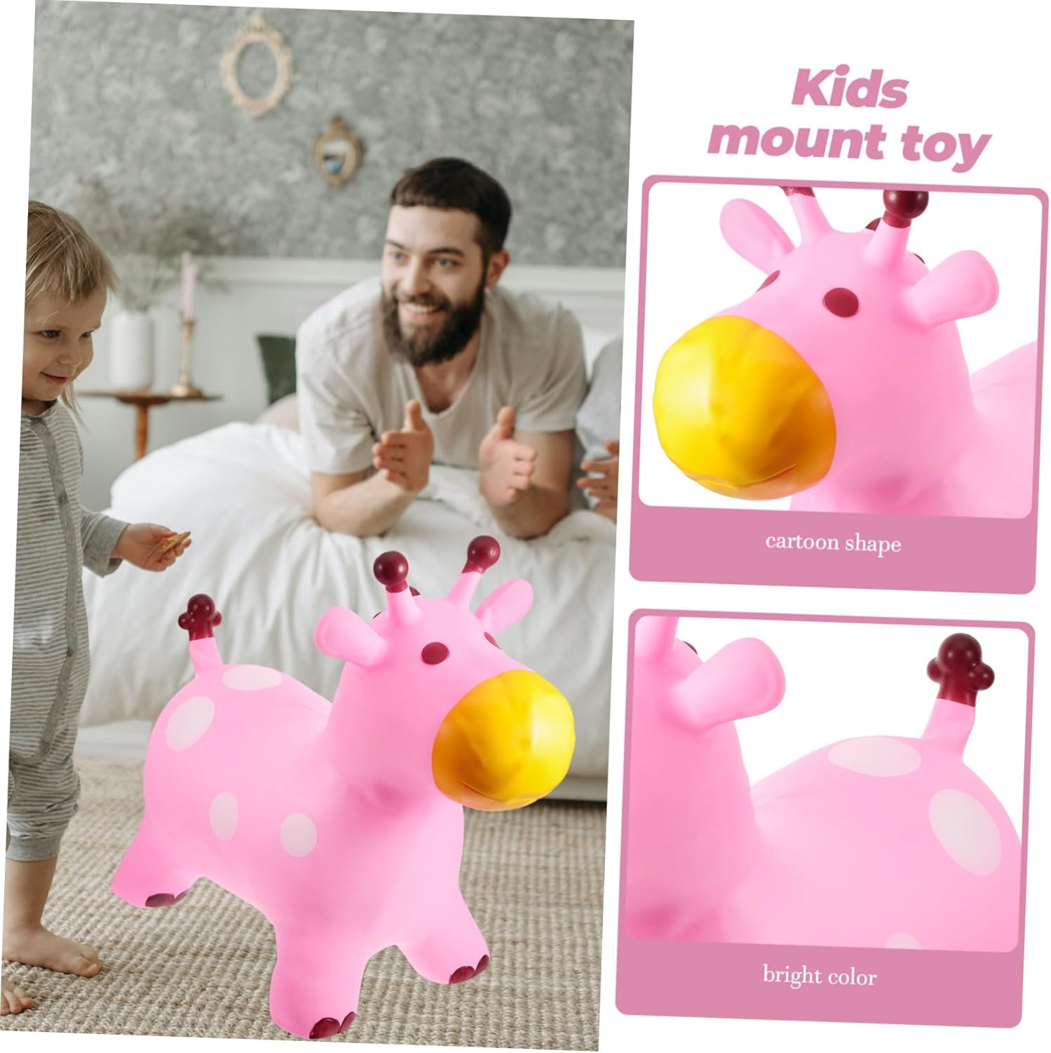 Kisangel Inflatable Bouncing Deer Toy Boys and Girls Jumping Horse Toy Music Riding Deer Outdoor Educational Plaything