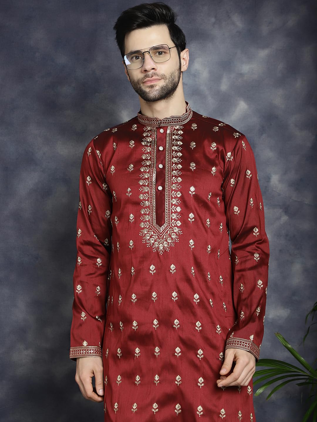 Jompers Męskie kurty haftowane Chikankari