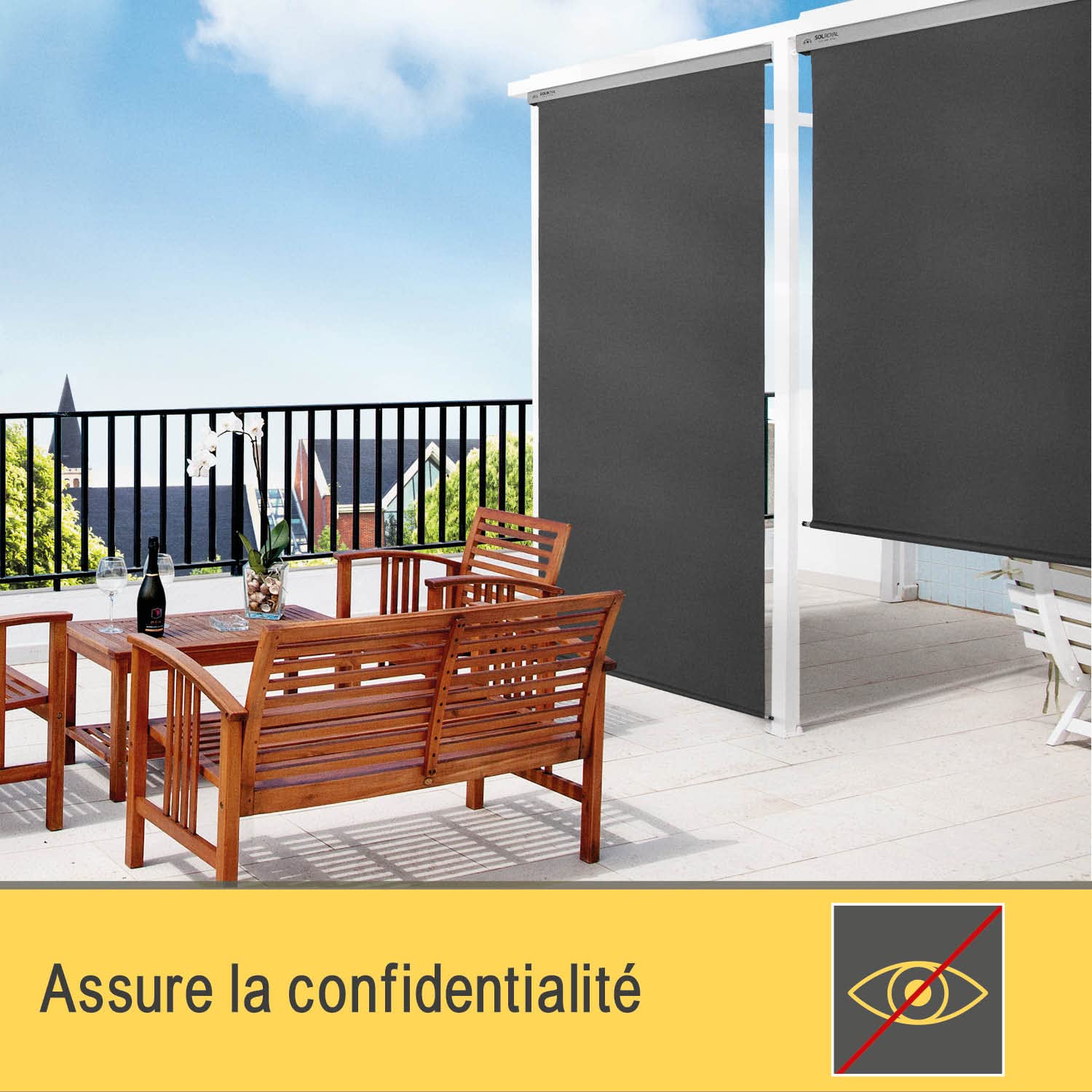 Sol Royal Store Vertical Brise-Vue de Balcon Robuste Protection Solaire | 180x250cm anthracite manivelle amovible hydrofuge terrasse jardin résistant aux intempéries MS5