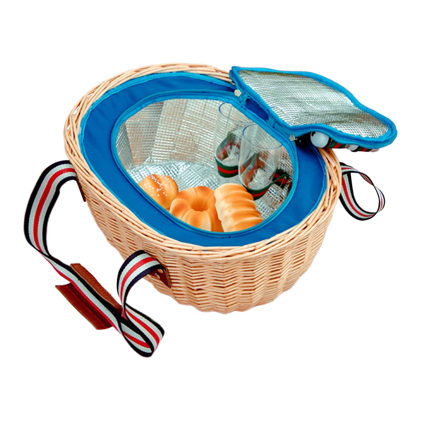 Cestino Da Picnic per 2 Persone,Cestino Portatile Con Coperchio E Maniglia - Accessori All'aperto Per Viaggi Mercato Coppia Famiglia Festival