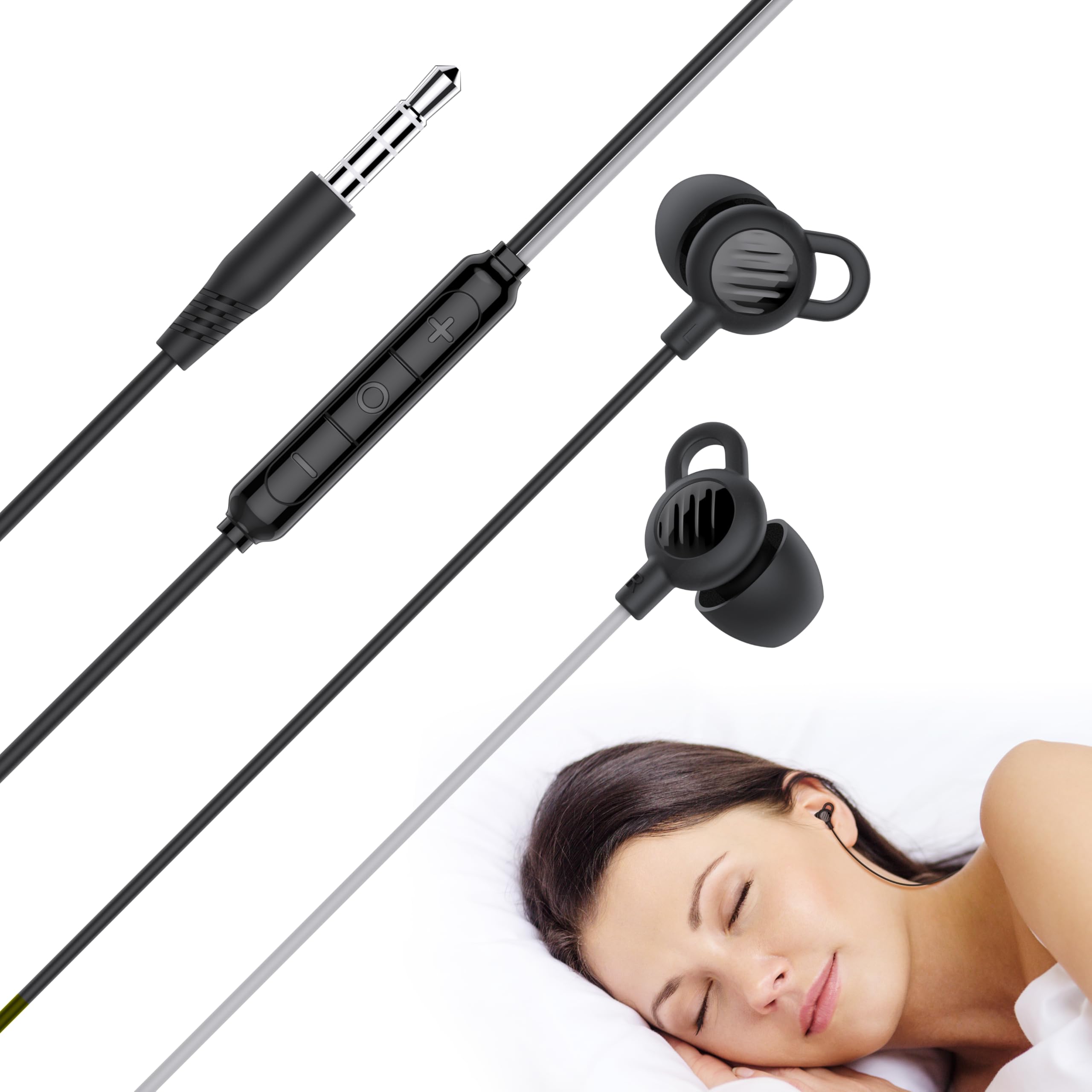 MEE audio SleepTones Wired Sleep Earbuds 3 5mm Plug for Side Sleepers with Lightweight Low-Profile Silicone Earpieces Noise