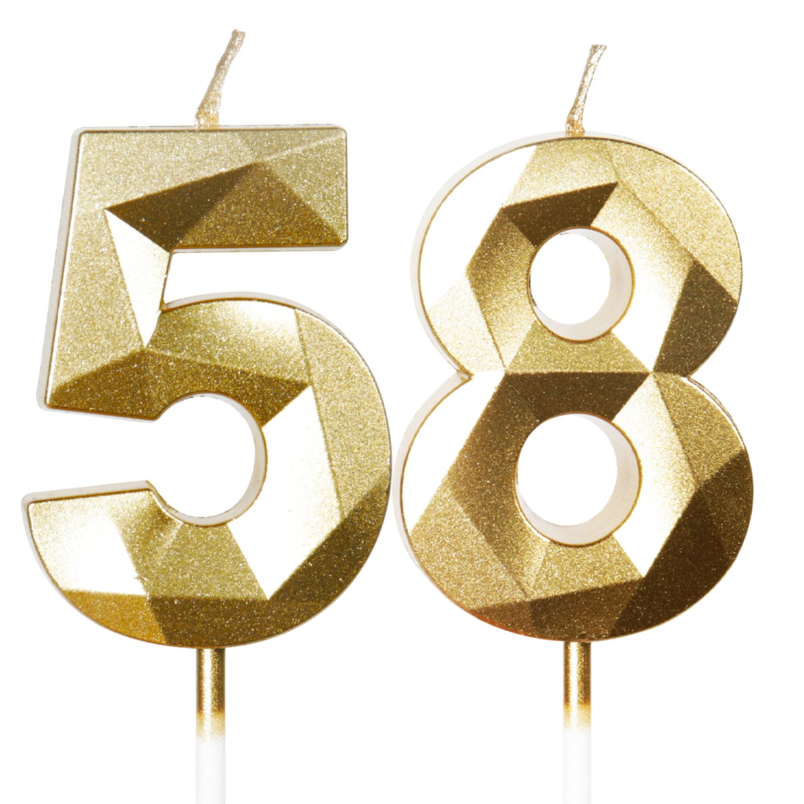 Yiran 50th Birthday Candles, Gold Number 50 Happy Birthday Candles, Cake Topper Decorations for Birthday Party, Wedding Anniversary Celebration Supply — view 160