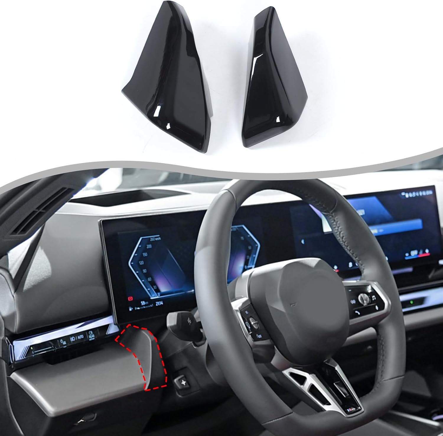 Car Dashboard Panel Cover Trim Compatible with BMW 5 Series G60 2024 2025 2026,ABS Dashboard Meter Side Cover,Side Instrument Hood Panel Trim Interior Accessories 2PCS (ABS Carbon)