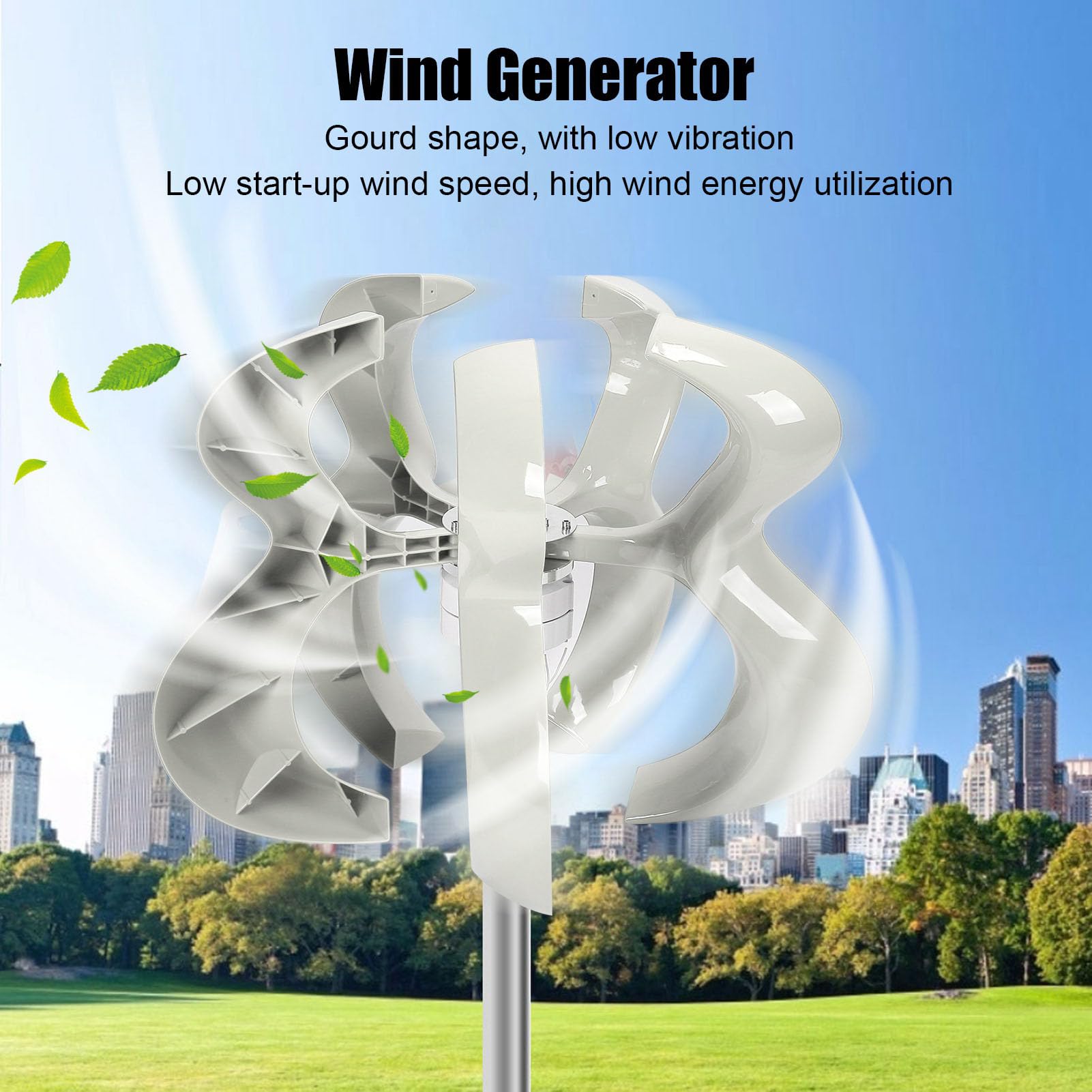 Keenso Generatore Eolico Efficiente Montaggio su Telaio Apparecchiature di Alimentazione per gli Appassionati di Energia Rinnovabile Kit a 5 Pale in Fibra di Nylon Bianco (24V)