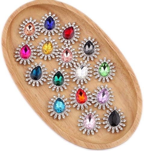 16 piezas de 1.260 in de cristal plateado con parte trasera plana de diamantes de imitación adornos con forma de insecto para diademas de bricolaje