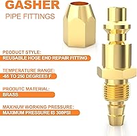 Vista 48 de GASHER 10PCS Brass Pneumatic Replacement Fitting, Reusable Hose End Repair Fitting 1/4" Barb（Suitable for 1/4" ID，5/16" OD air hose) x 1/4" NPT Rigid