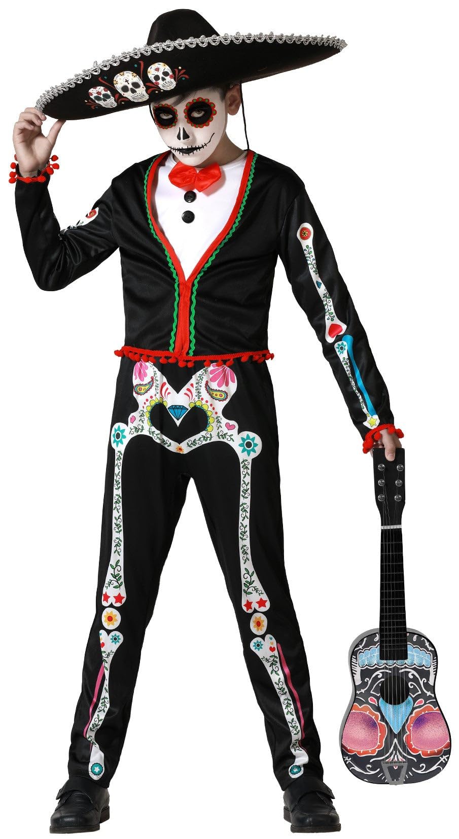 Atosa Mexican Mariachi Skeleton Costume Child Child 10-12 Years