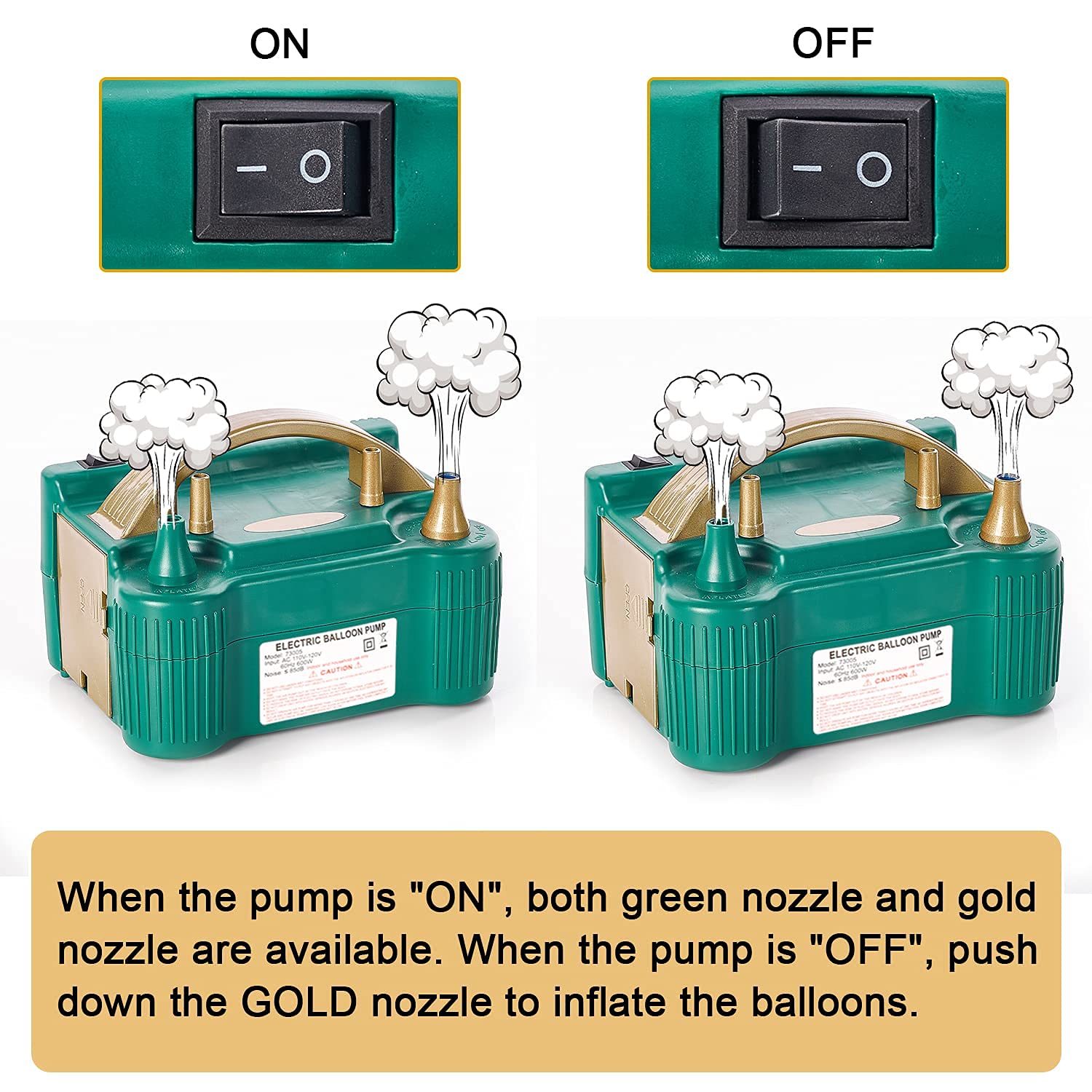 Samger Elektrische Ballonpumpe 600W – Doppelte Düse, Leise, Für Party & Hochzeit (rosa/rot)