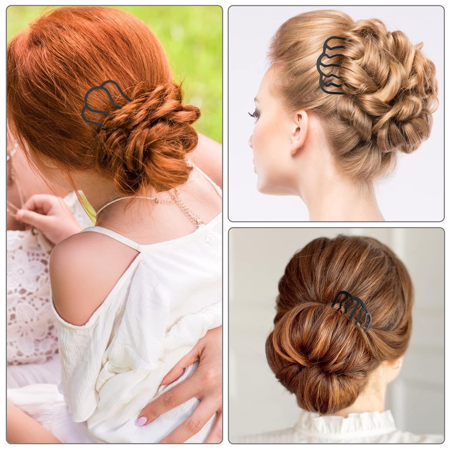 WLLHYF 6 PCS Hair Fork Clip Hair Side Combs U Shaped Messy Updo Bun Hair Pin Teeth Pins Stick Vintage Meatball Hair Styling Tool Accessories for Women Girls : Beauty & Personal Care