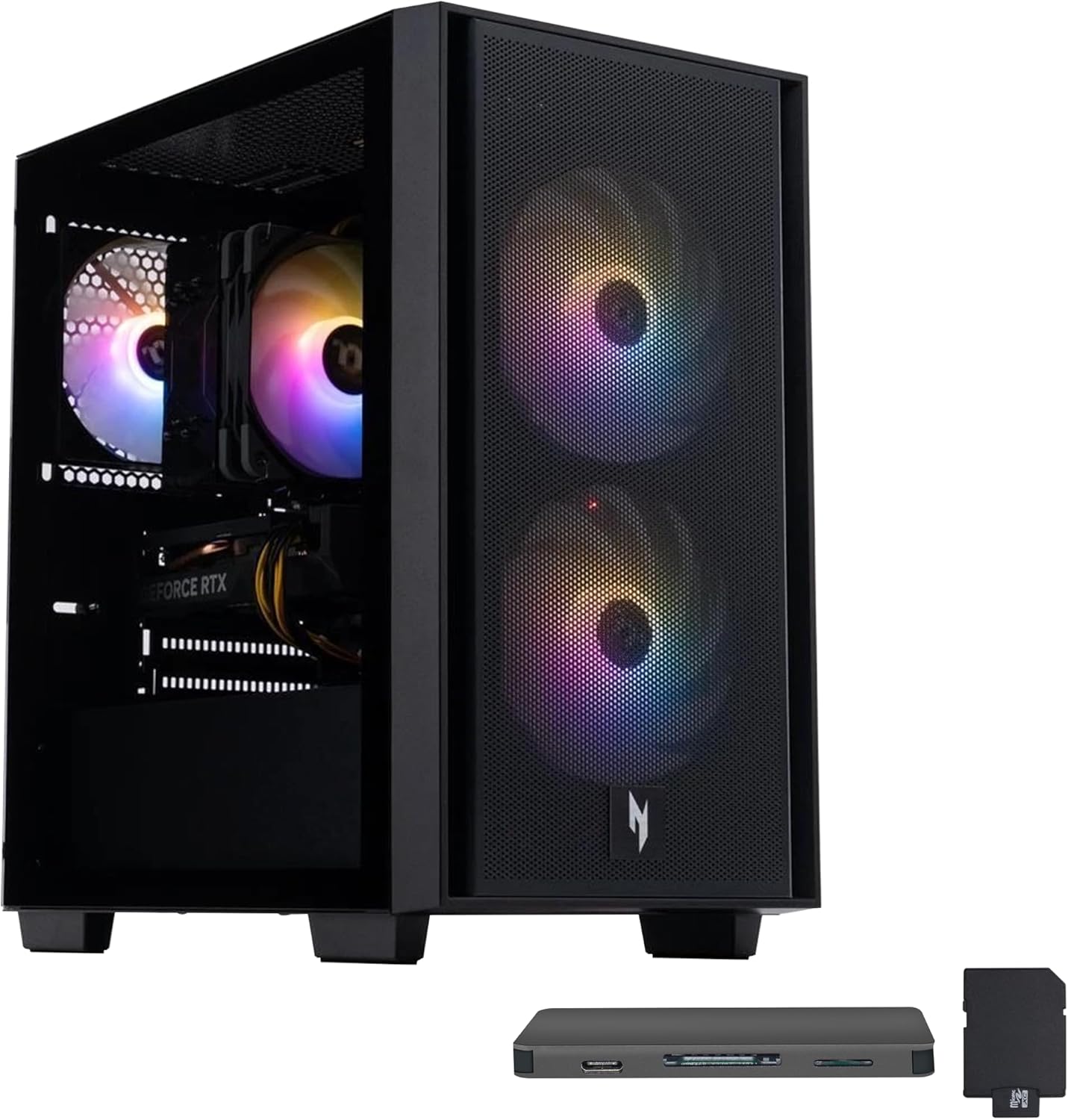 acer Nitro 60 Gaming Desktop, Intel i5-14400F, NVIDIA GeForce RTX 5060, 64GB DDR5 RAM, 2TB PCIe SSD, Realtek Audio, 3 ARGB Cooling Fans, Wi-Fi 6, Windows 11, Black, 1TB Docking Station Set