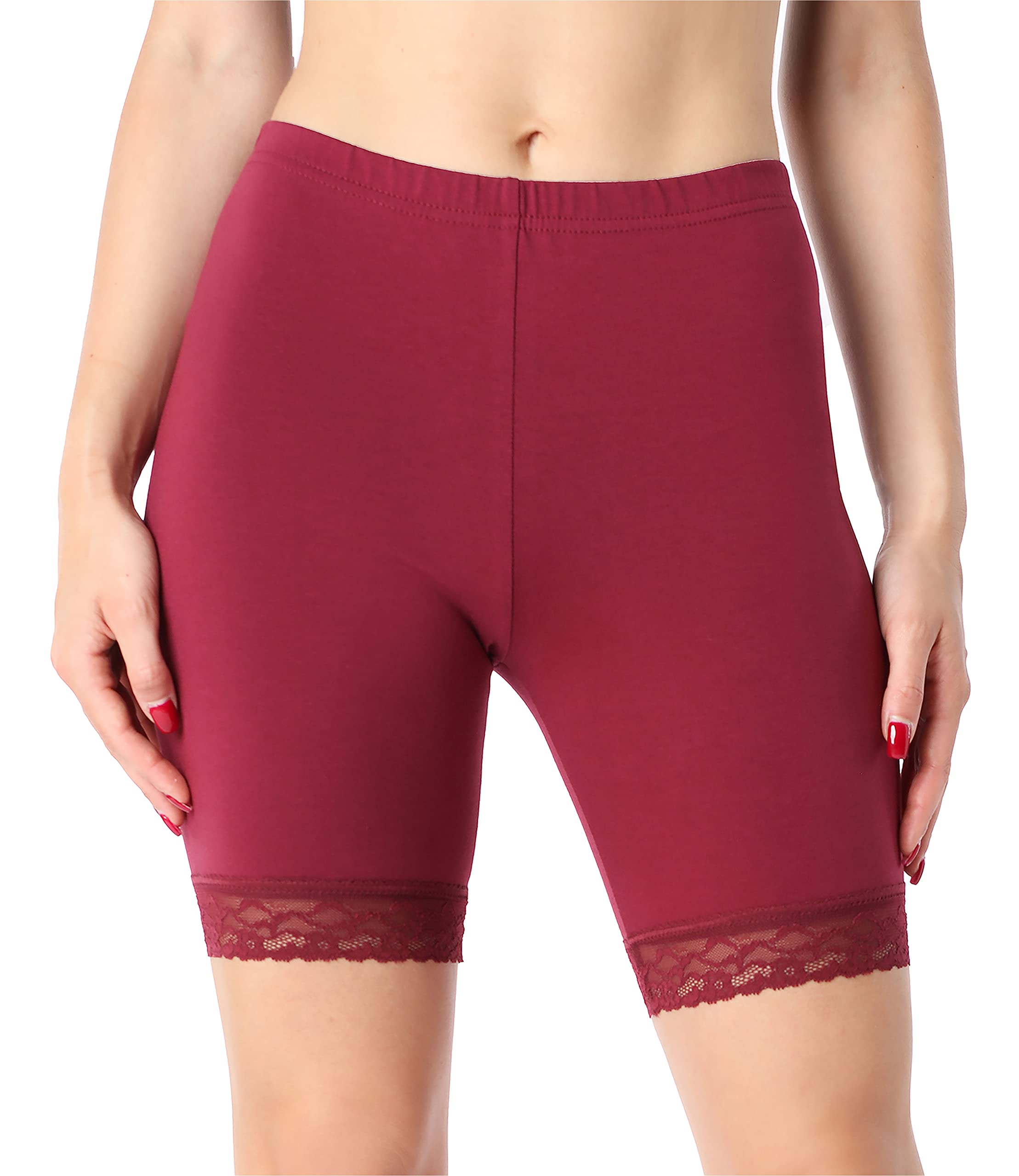 Bellivalini Damen Kurze Leggings aus Bio-Baumwolle mit Spitze für Tunika BLV50-225