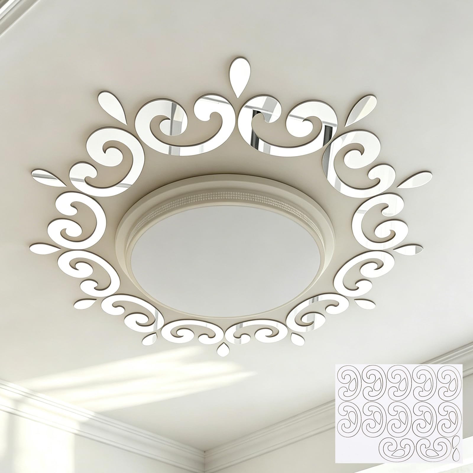 INCREWAY 1Pack Black Split Lighting PU Ceiling Medallion Cover Plate Ceiling Fan Medallion Home for Light Fixtures Ceilings Light Trim, 12 Inch OD x 5.3 Inch ID — Amazon image 27
