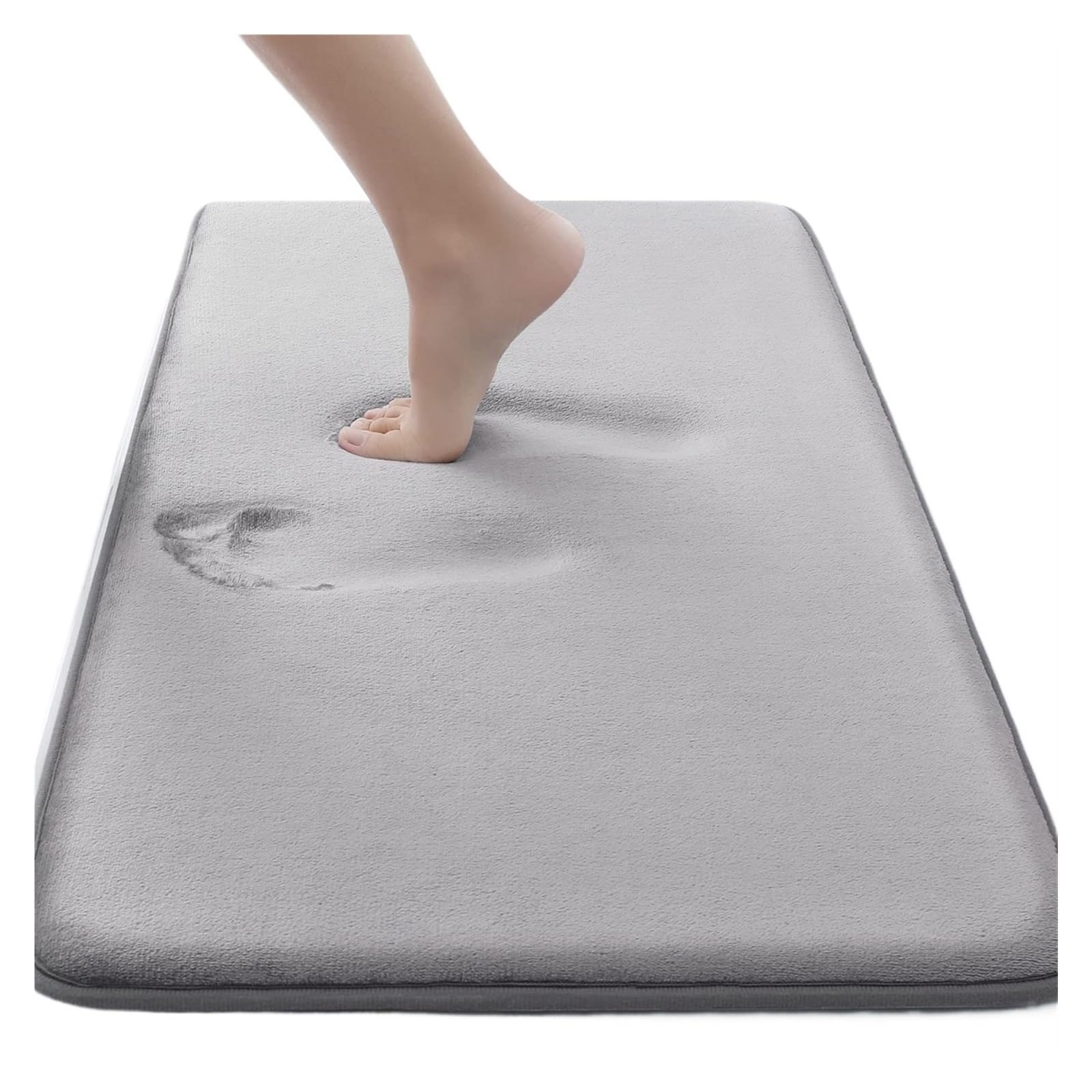 Shower Mat Solid color sponge flat bathroom bathtub anti-skid and absorbent floor mat(Light Grey,400MMx600MM)