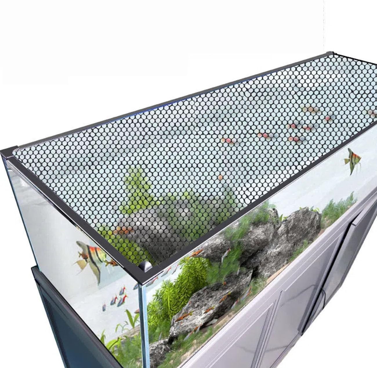 Terrarium Lid, Adjustable Magnetic Fish Tank Lid Net Cover, Aquarium Anti Jumping Mesh Hood Cover, Protect Reptiles from Escaping(50x40cm)