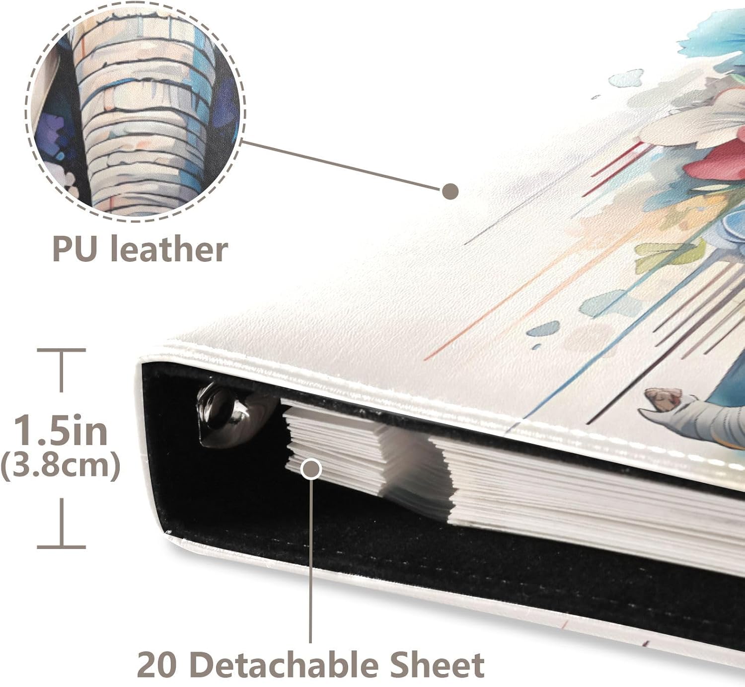 JIPONI Floral Elephant Large Photo Album, DIY Leather Cover Scrapbook Albums for 4x6 5x7 6x8 Pictures, Self Adhesive Memory Book for Wedding, Baby, Family