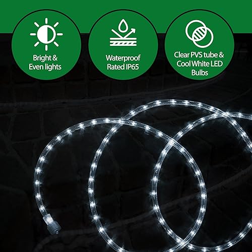 Miniatura 7 de Tupkee Luces LED de cuerda Blanco Frío - 7.3 m (24 pies), para uso en interiores y exteriores - Diámetro de 10 mm - 144 bombillas LED de vida larga