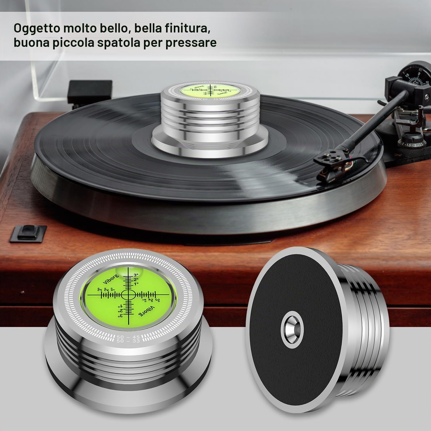 Tertullus Stabilizzatore del peso del disco 3 in 1, 50 Hz, 280 g, morsetto in vinile, per giradischi LP in alluminio, per giradischi LP