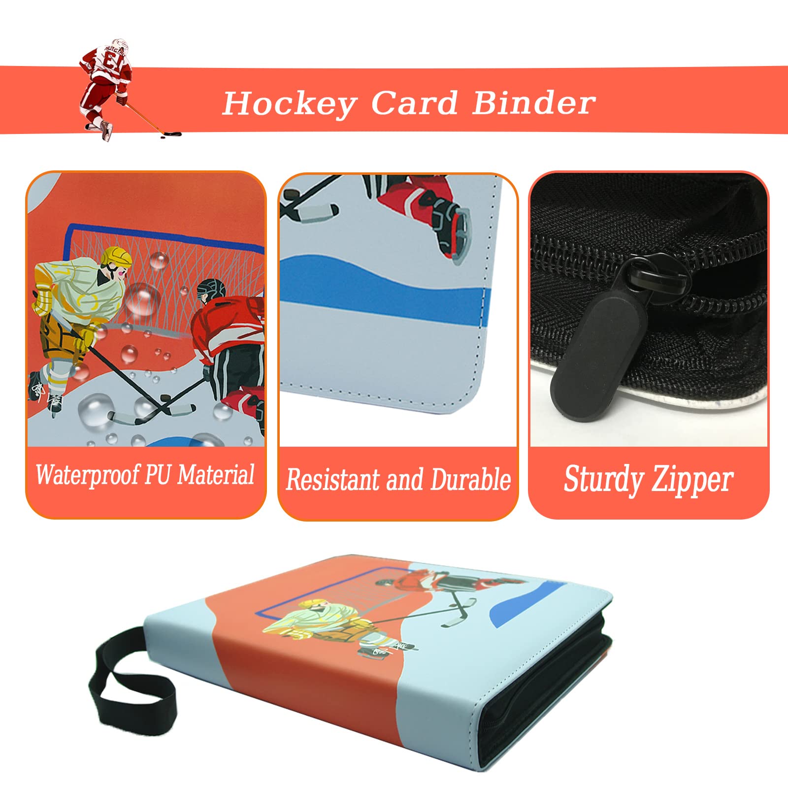 Archival Safe Card Protector Premium Hockey Card Binder With Sleeves  900  Pockets, 3 Hockey Trading Card Organizer