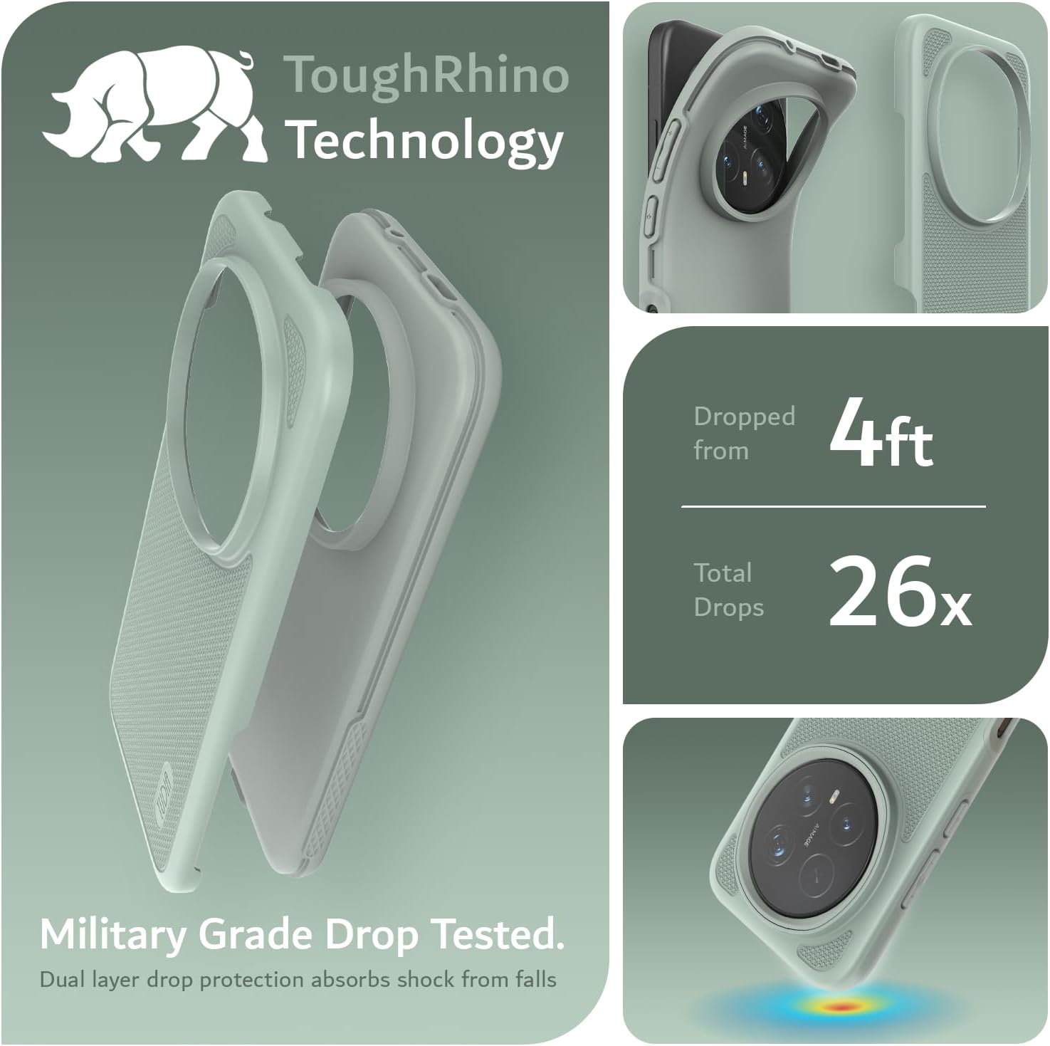 TUDIA MergeGrip Designed for Honor Magic 8 Pro Case 5G - [Military Grade Drop Tested] Dual Layer Shockproof Slim Heavy Duty Tough Phone Cases Cover - Green Lily