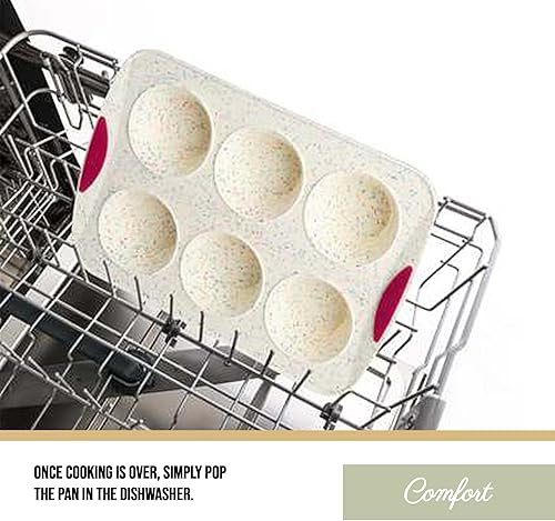 Miniatura 5 de Trudeau Structure White Confetti - Molde para magdalenas jumbo de 6 tazas  Utensilios de silicona reforzada con acero de primera calidad,