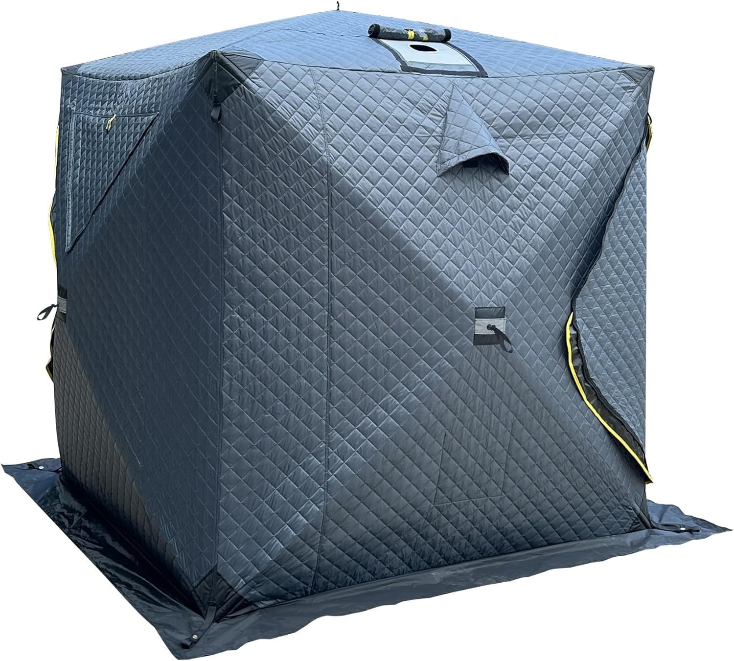 TENPLAY Pop Up 3-4 Person Ice Fishing Shelter, Insulated Winter Ice Fishing Shanty,Sauna Tent with 3-Layer Thermal Hub