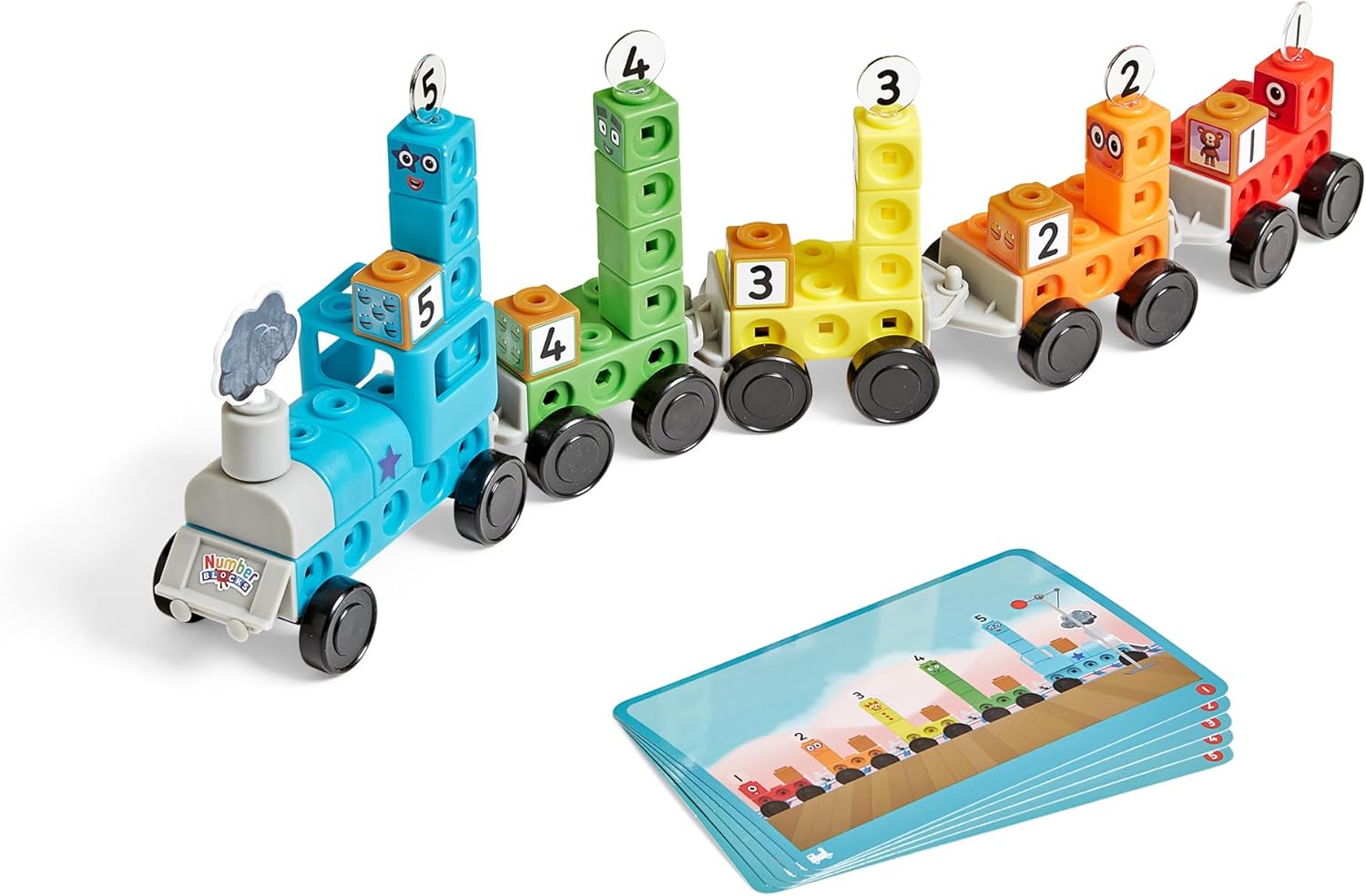 Learning Resources MathLink Train Express Set, Cartoon Toys, Math and Number Games, Numberblock Cubes, 10 Math Activities, Ages 3, HM96094-UK, Multi