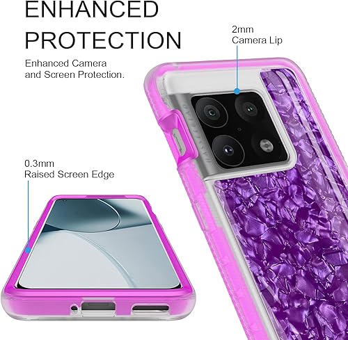 Miniatura 3 de Rosebono Funda compatible con OnePlus 10 Pro, diseño gráfico híbrido para OnePlus 10 Pro (carcasa púrpura)