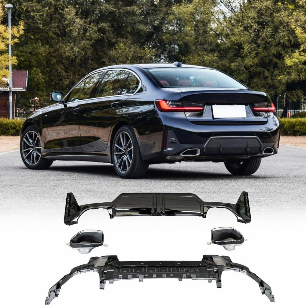 G20 LCI Rear Diffuser Overlay Akasaka Gloss Black Rear Bumper Diffuser ...