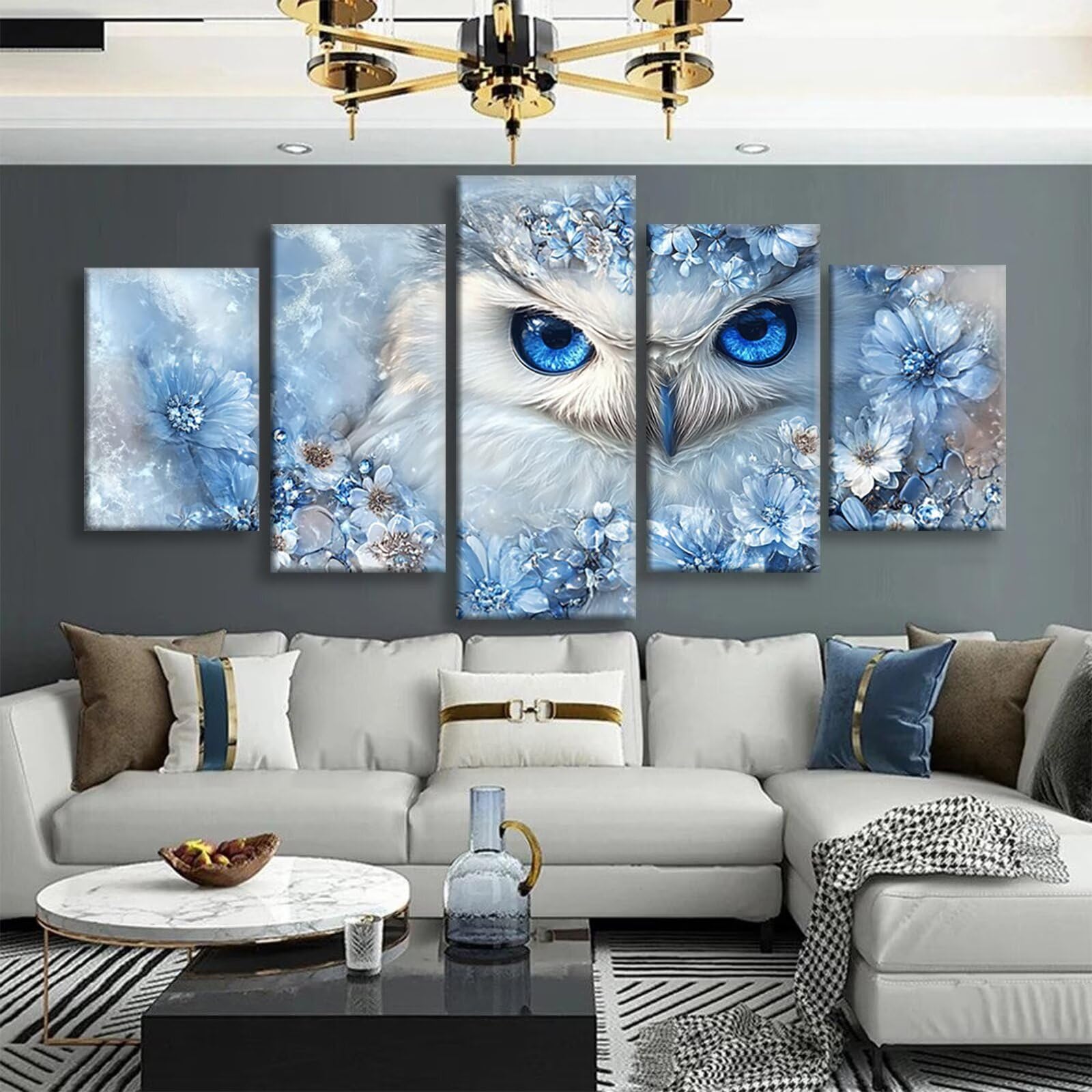 Diamentowe malowanie zwierząt Diament Malarstwo 5 Pezzi Sowa DIY Zestaw do malowania diamentowego dla dorosłych Creart Embroidery Kit Ścieg krzyżykowy Diamentowe malowanie do dekoracji ścian domu 150