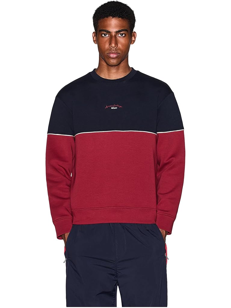 Black Armani Exchange Script Logo Pullover Colorblock Sweatshirt