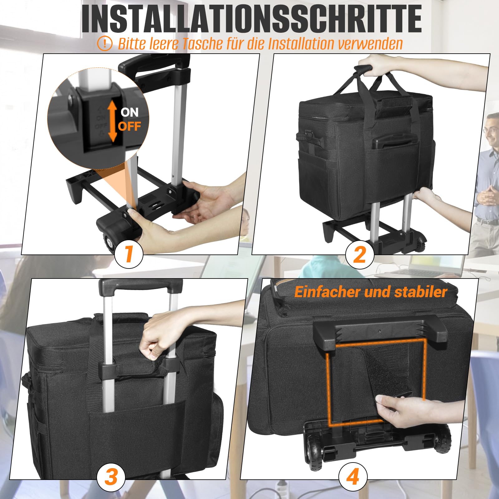 SUNDOY Rolling - Bolsa de Trabajo para Profesores con Compartimento expandible, para Profesores de hasta 17,3 Pulgadas, Negro+marrón, 42x23x35-ZM, Pata de Gallo