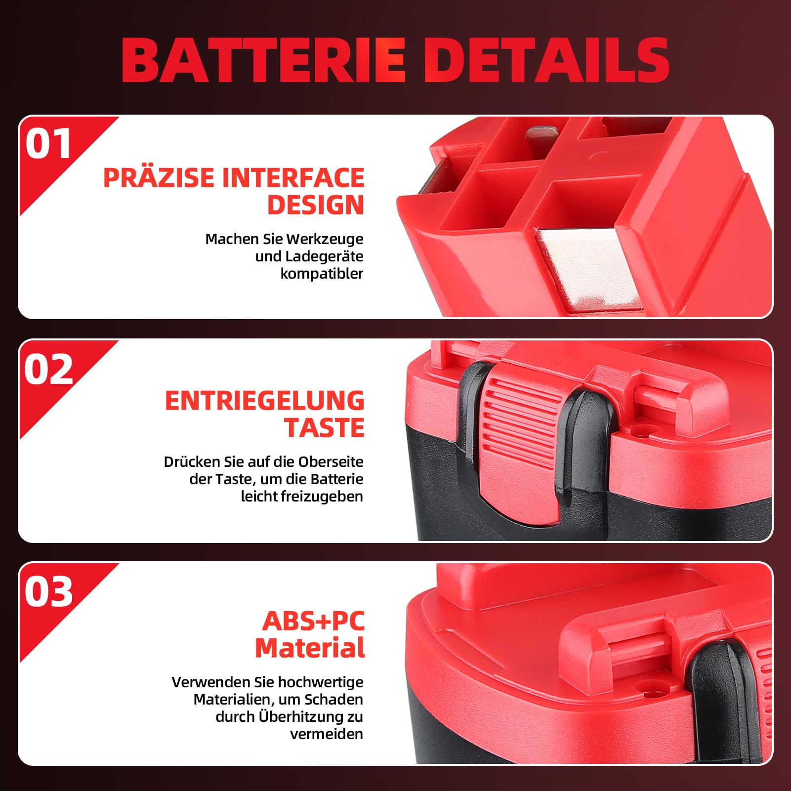 4,8Ah NI-MH Ersatz für Bosch 14,4V Akku Kompatibel mit Bosch — 2 Stück für Akkuschrauber Bohrhammer Stichsäge, ersetzt für BAT040 BAT038 BAT041 BAT140 BAT159 BAT048 BAT100 (kein 18V)