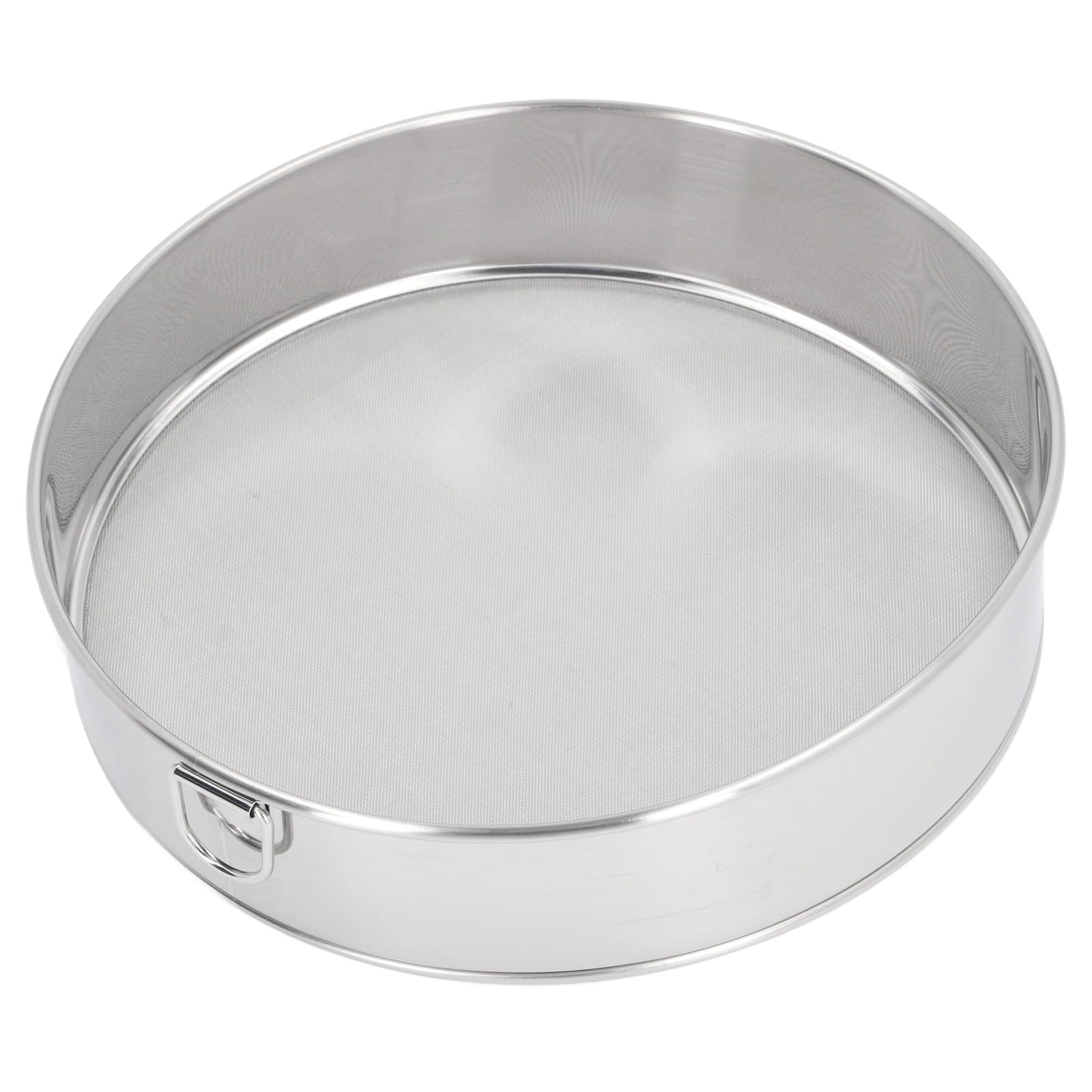 80 Mesh Large Round Flour Sifter, 304 Stainless Steel Strainer, Silver Plated Filter, Anti Stick Coated, Multifunctional Kitchen Sieve for Powdered Sugar, Cocoa Powder