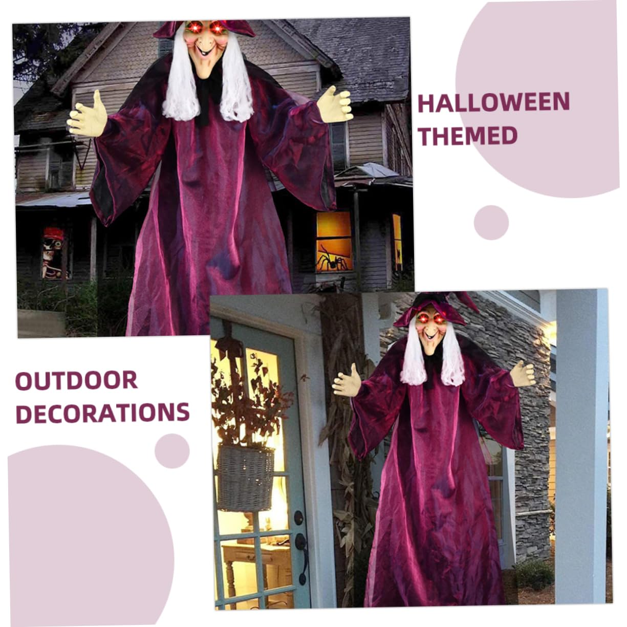 BESPORTBLE Decorazione Animata per Halloween con Strega Parlante da Appendere per Esterni e Effetti Luminosi e per e Case Infestate