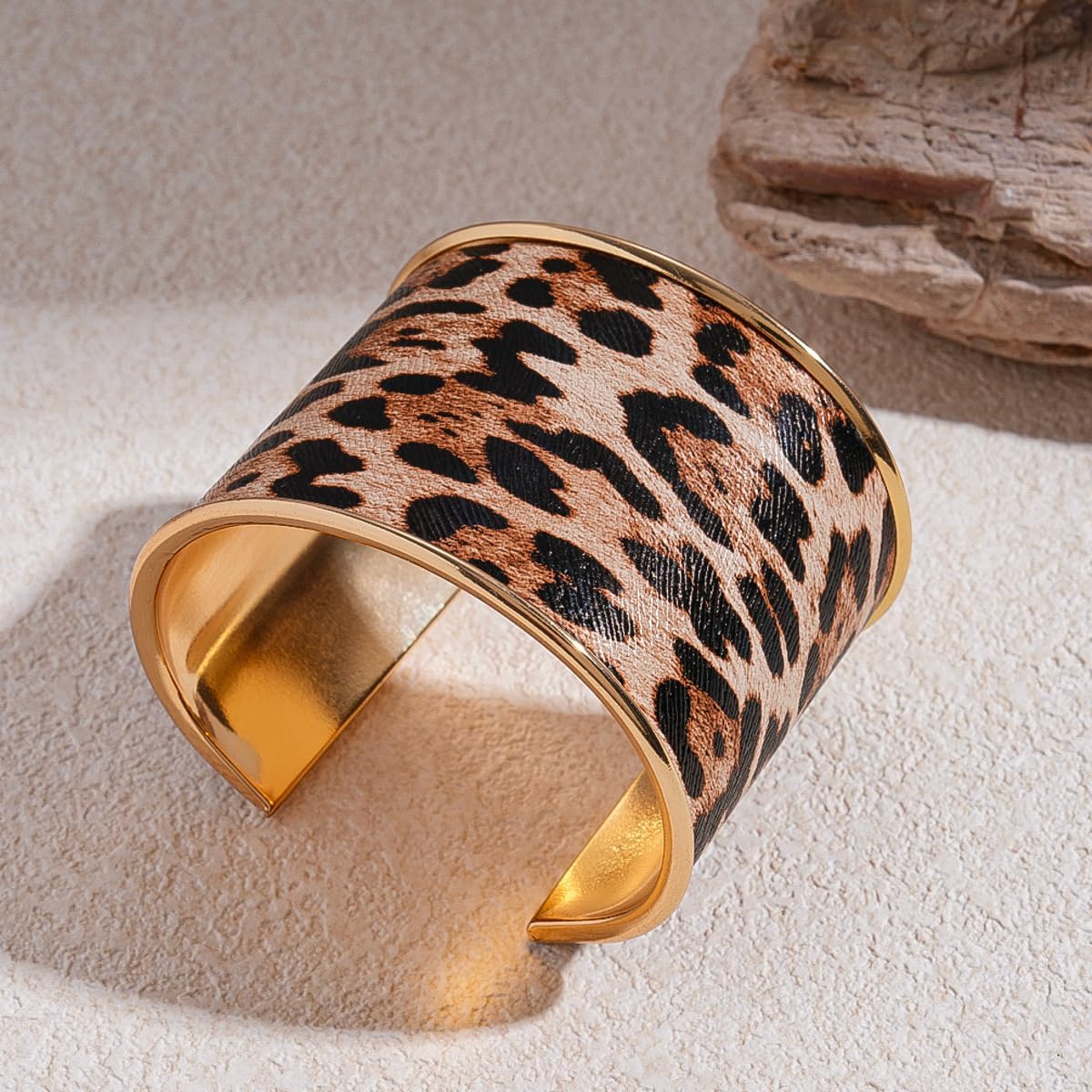 Leopard Print Bracelet for Women Cuff Open Leopard Print Bangles Wide Chunky Open Bangle Bracelet Trendy Jewelry - Image 4