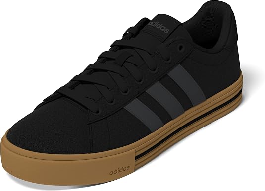 adidas Men's Leather Upper Daily 4.0 Shoes (Core Black/Carbon/Gum)