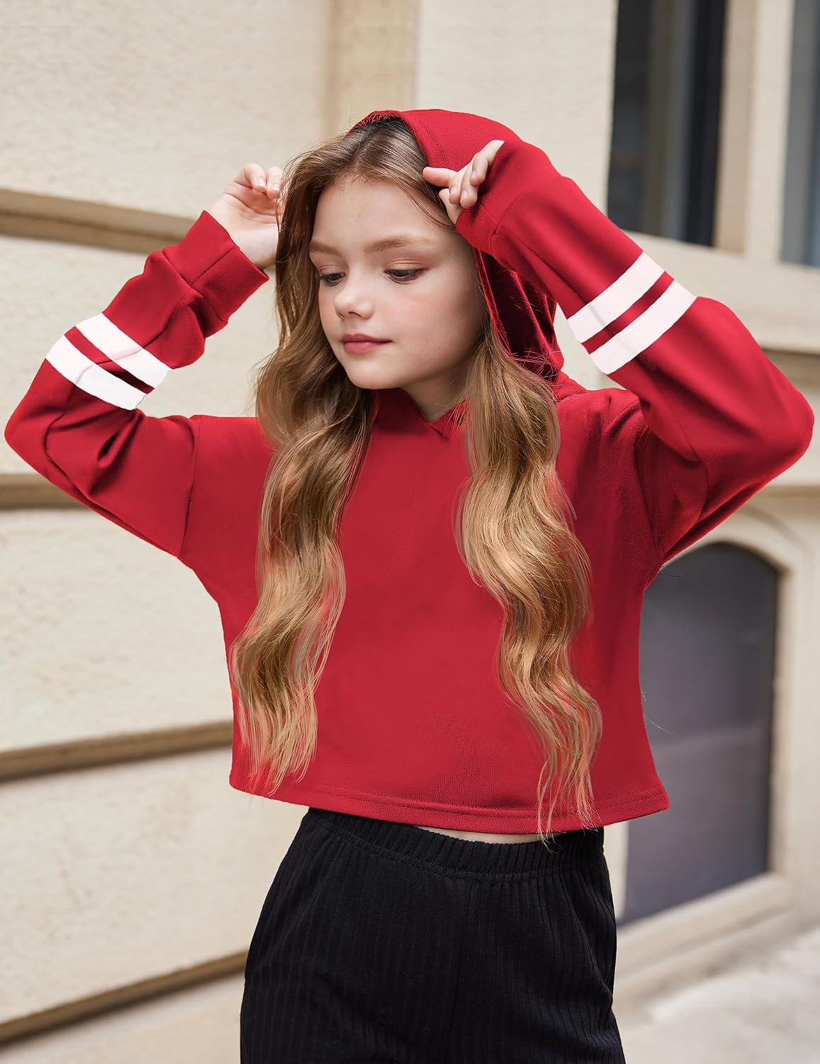 Arshiner Girls Cropped Hoodie Kids Long Sleeve Crop Tops Tie-dye Hoodies Hooded Pullover Sweatshirts