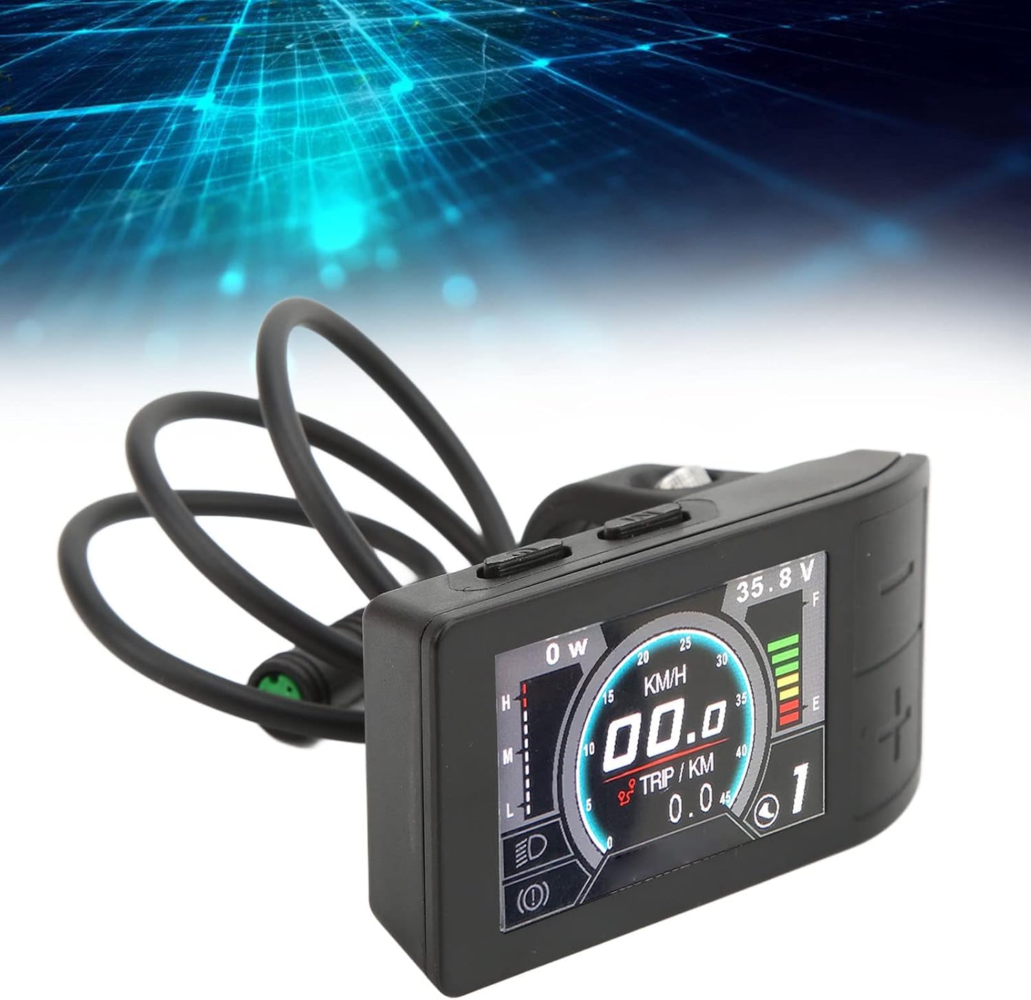 LCD Display & Computer for Electric Bike, Compatible with BAFANG BBS01 BBS02 BBSHD Mid Drive Motor, Waterproof Bike Odometer and Tail Light
