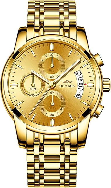 Stainless Steel Men's Wrist Watches Chronograph Mutifunctional Crystal Wristwatch for Man with Date Calendar