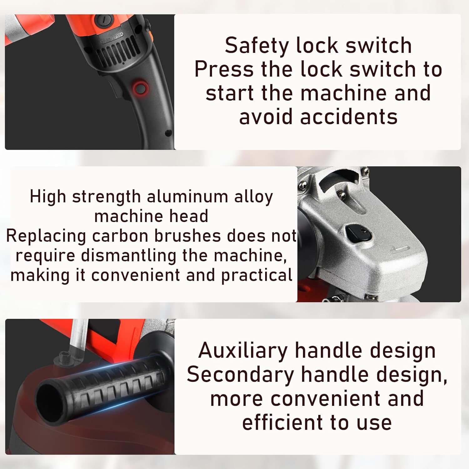 Portable Three-Head Wall Floor Grinder & Electric Polishing Machine with 6 Speed Control, Handheld Design & Grinding Function for Concrete, Cement, Marble, Granite Floor Wall Refinishing E