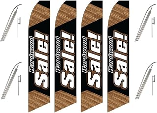Four (4) Pack Swooper Flags & Pole Kits Hardwood Sale Black White Parkay