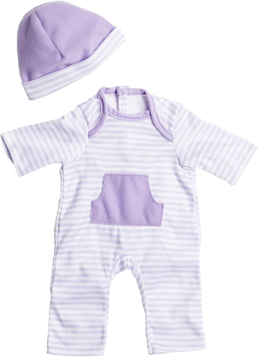 JC Toys | Berenguer Boutique | La Baby Doll Outfit | 2 Piece Purple Striped Onesie|Washable| Ages 2+ | Fits Dolls 14"- 18"