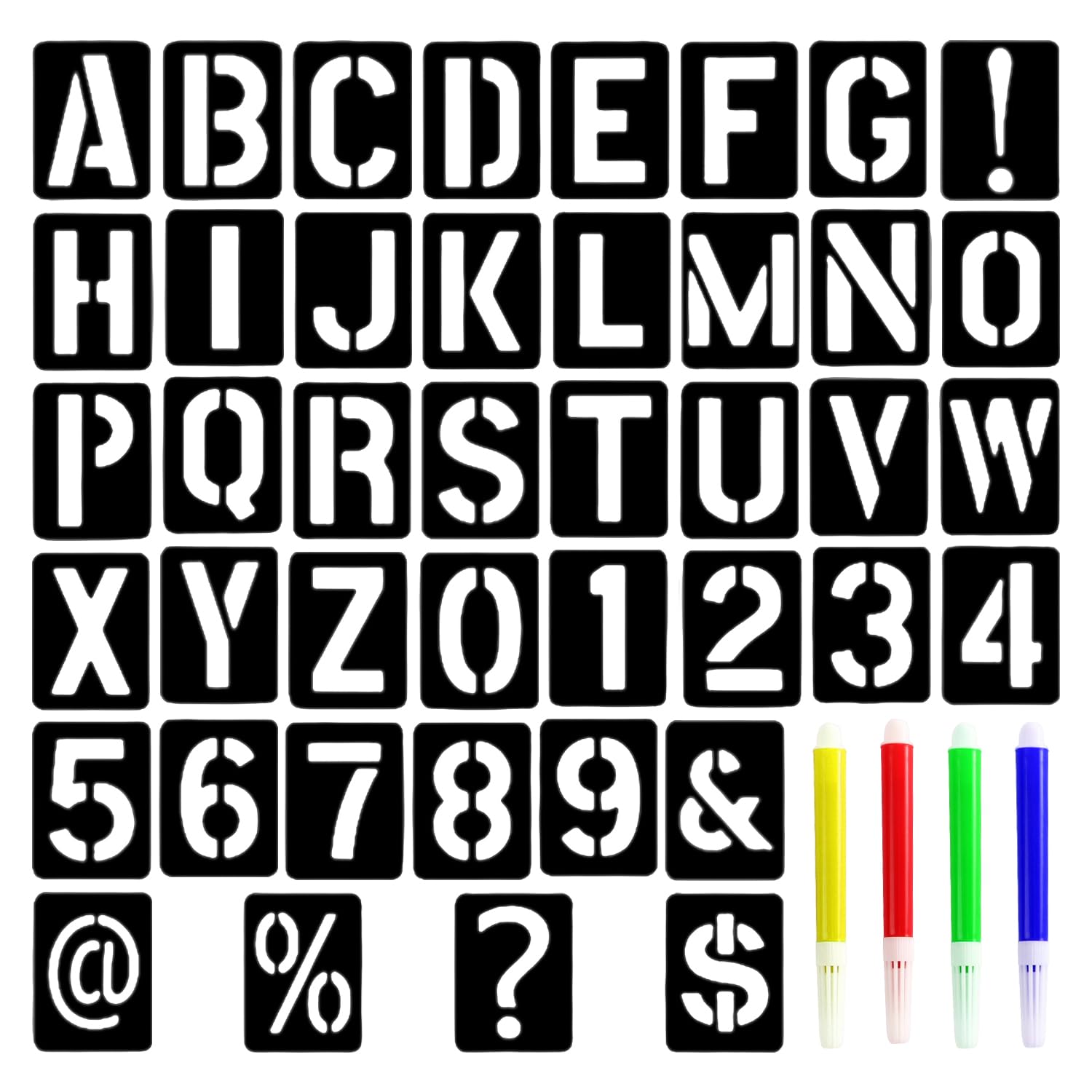 Modelli Di Corrispondenza Di Lettere Da 42 Pezzi, Penne Ad Acquerello Da 4 Pezzi, Set Di Modelli Di Alfabeto, Modelli Di Lettere Per Dipingere, Set Di Modelli Di Lettere Vintage