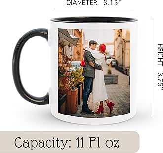 Personalized Coffee Mug | Custom Photo Text or Logo Ceramic Mug | Customized 11 Oz Tea Cup – Unique Gift for Men & Women | Taza Personalizadas Design with Picture and Words | White – Black