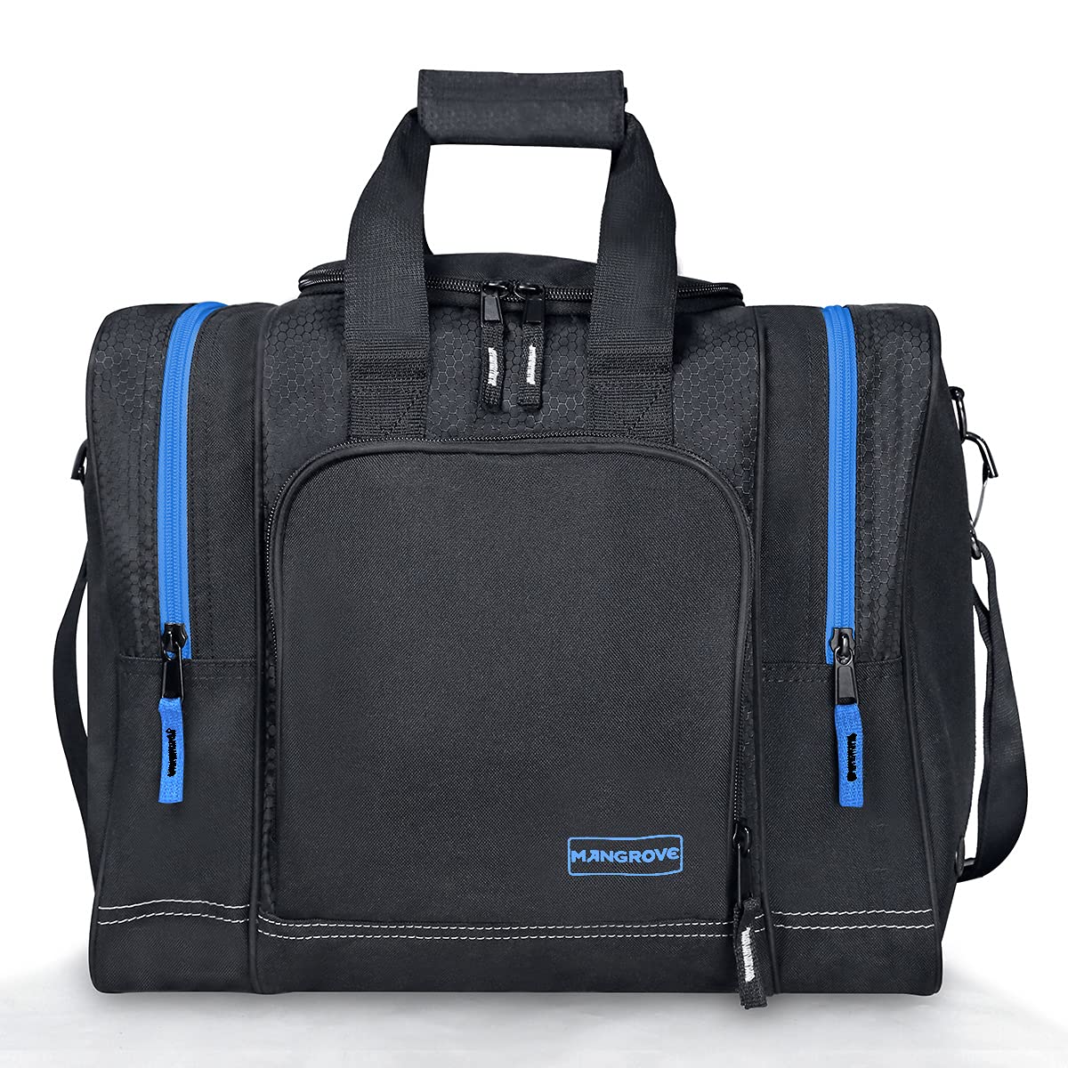 Mangrove Bowling Ball Bag for Single Ball, 2020 Bowling Ball Tote Bowling Bag with Padded Ball Holder - Fits Bowling Shoes Up to Mens Size 14 and Accessories (Blue)